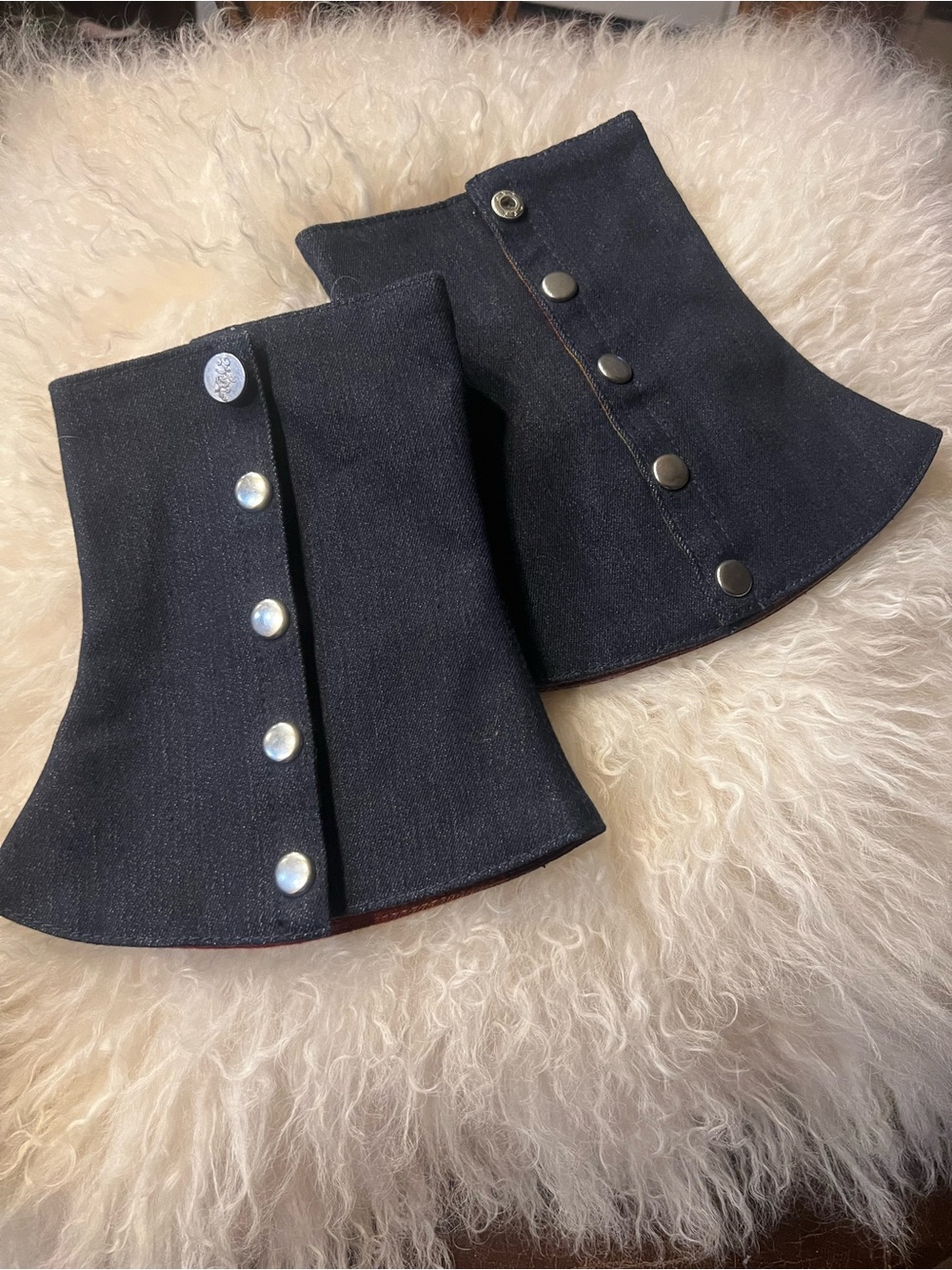 Dark Indigo Denim Button-Side Spats